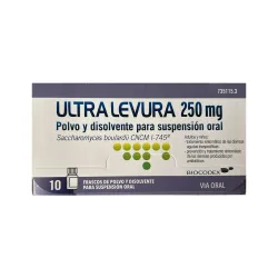 Ultralevura 250 mg, 10 frascos de polvo y disolvente