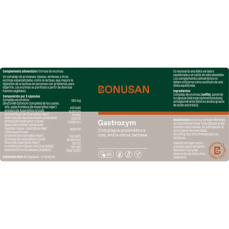 Bonusan Gastrozym, 90 cápsulas vegetarianas información Bonusan Gastrozym, 90 cápsulas vegetarianas información
