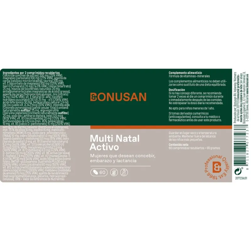 Bonusan Multi natal activo, 60 comprimidos información Bonusan Multi natal activo, 60 comprimidos información