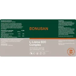 Bonusan L-Lisina 500 Complex, 60 comprimidos etiqueta Bonusan L-Lisina 500 Complex, 60 comprimidos etiqueta