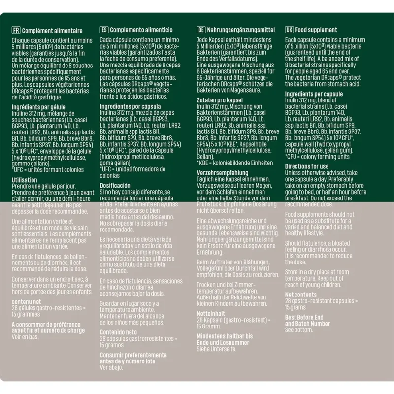 Bonusan Bacteri 8 Senior, 28 comprimidos etiqueta Bonusan Bacteri 8 Senior, 28 comprimidos etiqueta