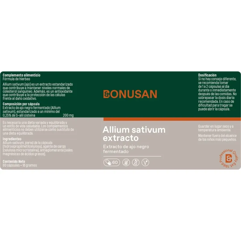 Bonusan Allium Sativum Extracto, 60 cápsulas | Farmacia Barata Bonusan Allium Sativum Extracto, 60 cápsulas | Farmacia Barata