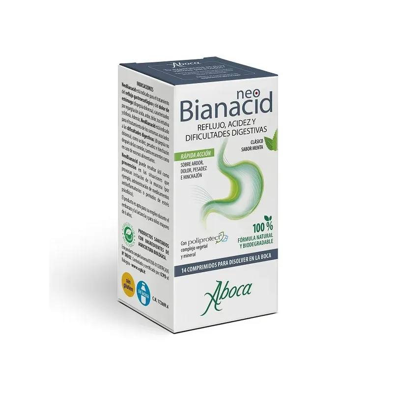 Aboca Neobianacid reflujo, ácido y dificultades digestivas, 14 comprimidos Aboca Neobianacid reflujo, ácido y dificultades digestivas, 14 comprimidos