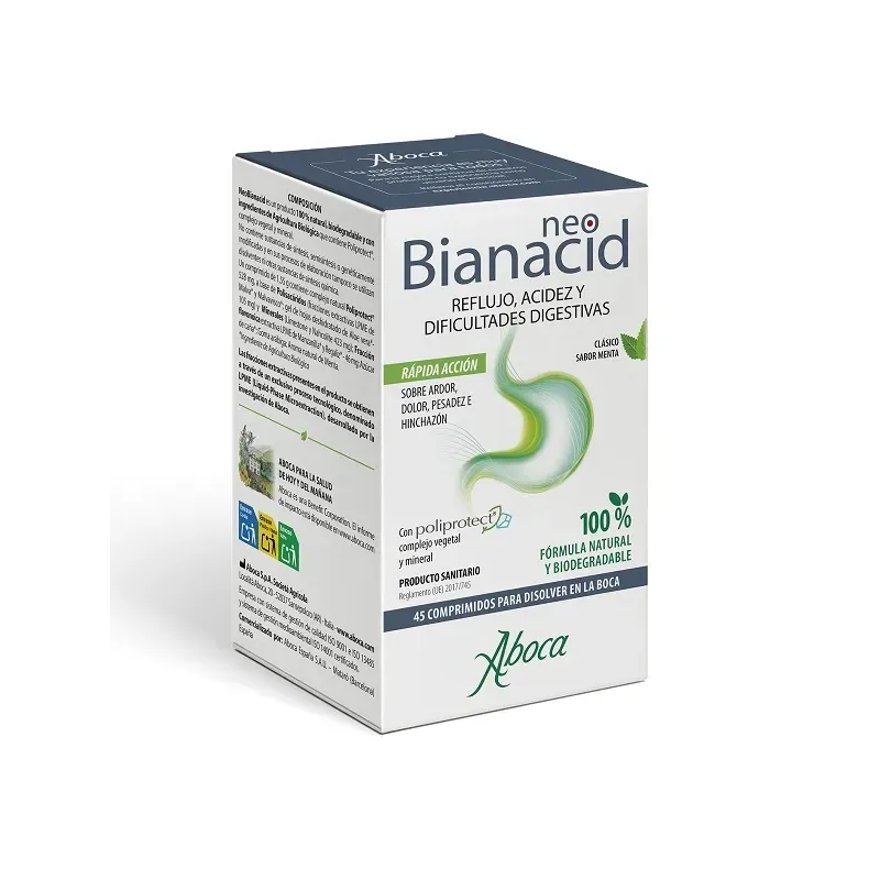 Aboca NeoBianacid reflujo, ácido y dificultades digestivas, 45 comprimidos