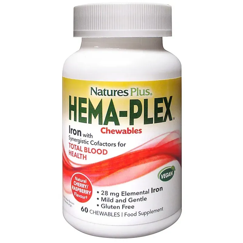 Natures Plus Hema-Plex Masticables, 60 Comp. | Farmacia Barata