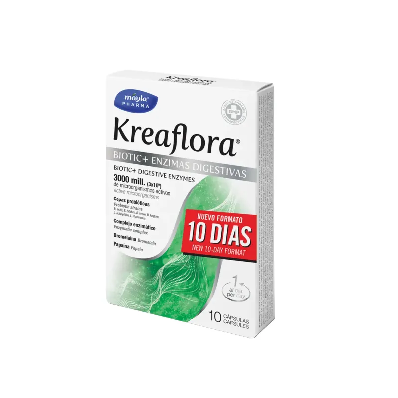Mayla Kreaflora Biotic+ Enzimas Digestivas, 10 cápsulas | Farmacia Barata