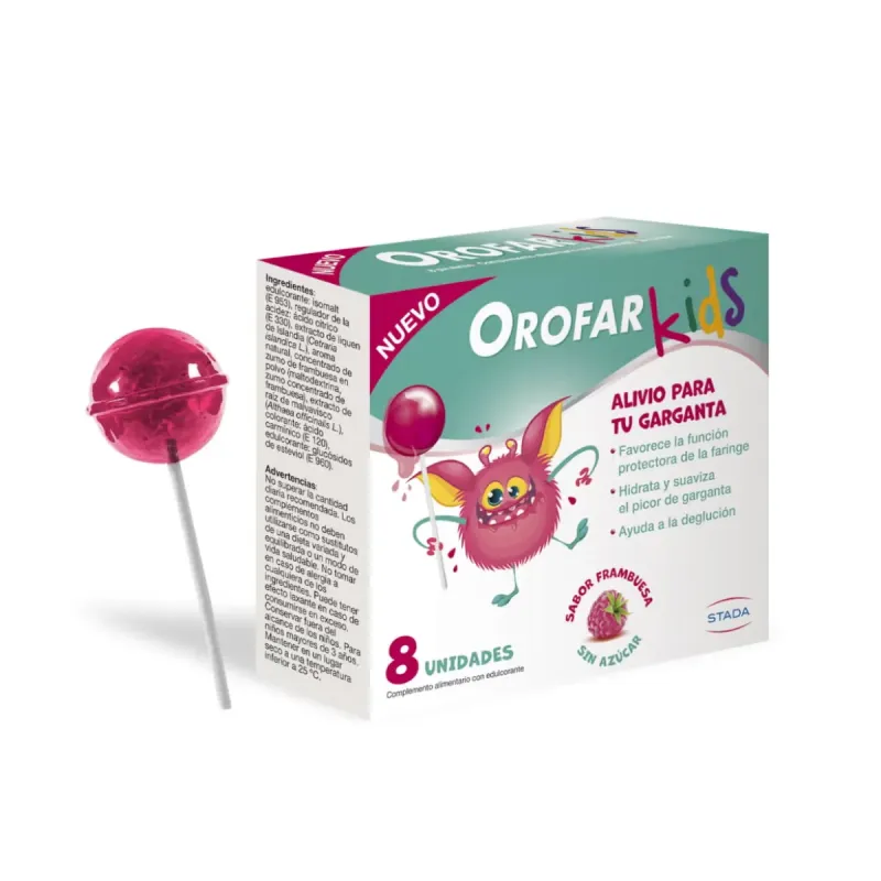 Orofar Kids Garganta 8 Piruletas Sabor Frambuesa | Farmacia Barata Orofar Kids Garganta 8 Piruletas Sabor Frambuesa | Farmacia Barata