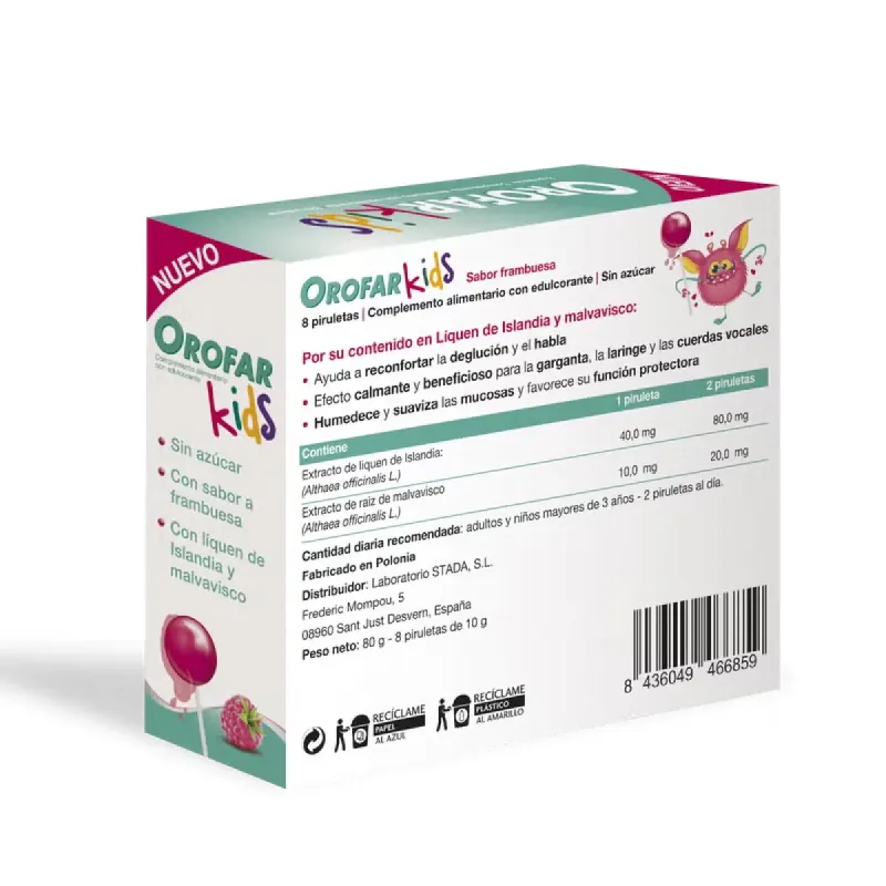 Orofar Kids Garganta 8 Piruletas Sabor Frambuesa | Farmacia Barata Orofar Kids Garganta 8 Piruletas Sabor Frambuesa | Farmacia Barata