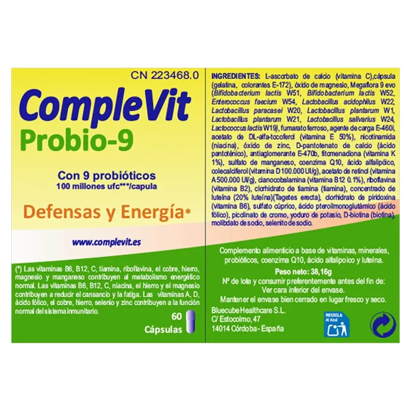 Bluecube CompleVit Probio‑9 60 cápsulas | Farmacia Barata