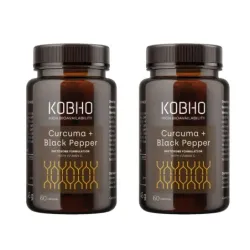 Kobho Cúrcuma + Piperin Duplo, 2x60 cápsulas