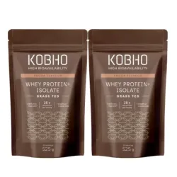 Kobho Proteina Whey Aislada Cacao Duplo, 2x525 g
