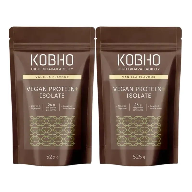 Kobho Proteína Vegana Aislada Sabor Vainilla Duplo, 2x525 g | Farmacia Barata