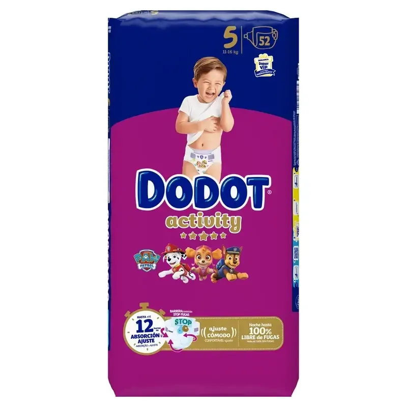 Dodot Activity extra jumbo talla 5+, 52 pañales