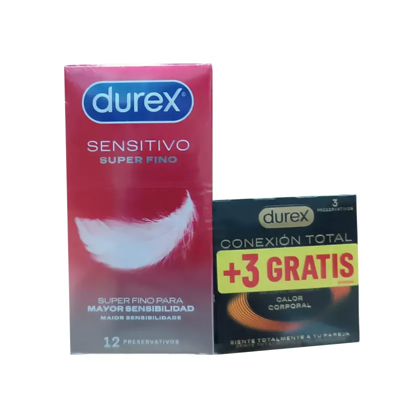 Durex Sensitivo Super Fino 12 uds + Conexión Total 3 uds | Farmacia Barata