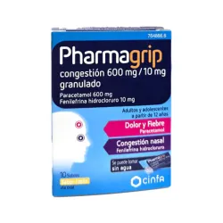 Pharmagrip Congestión 600Mg/ 10Mg Granulado Sabor Limón, 10 Sobres