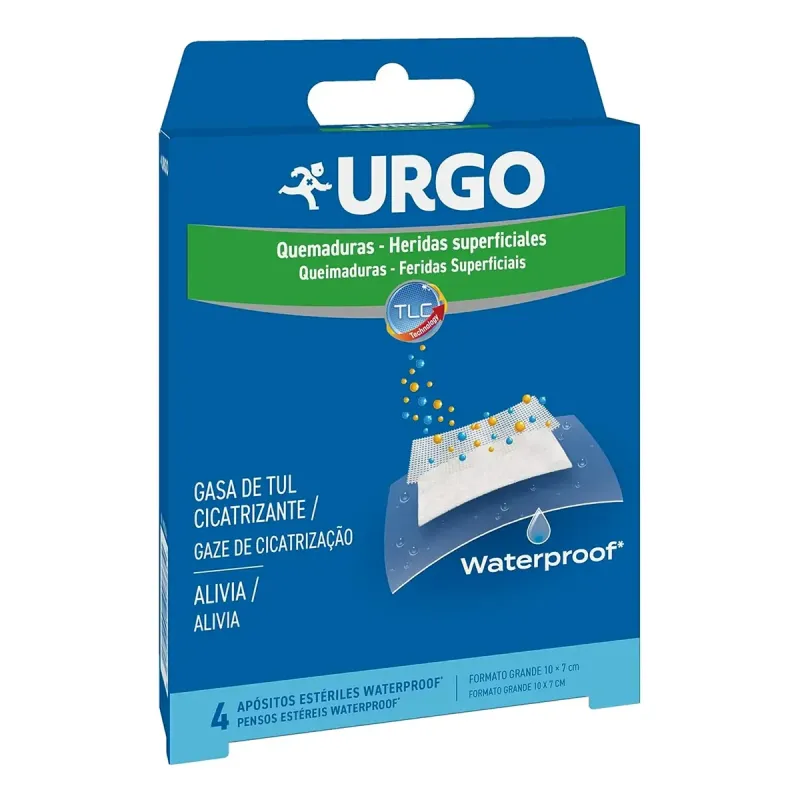 Urgo Quemaduras Waterproof Apósitos 10×7 cm 4 unidades | Farmacia Barata
