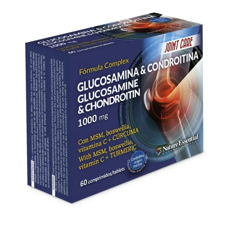 Nature Essential Glucosamina + Condroitina + MSM 1000 mg, 60 comprimidos| Farmacia Barata