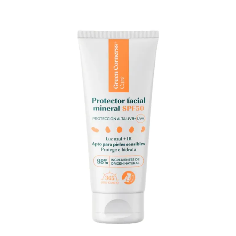 Green Cornerss Protector Facial Mineral SPF50, 50 ml | Farmacia Barata