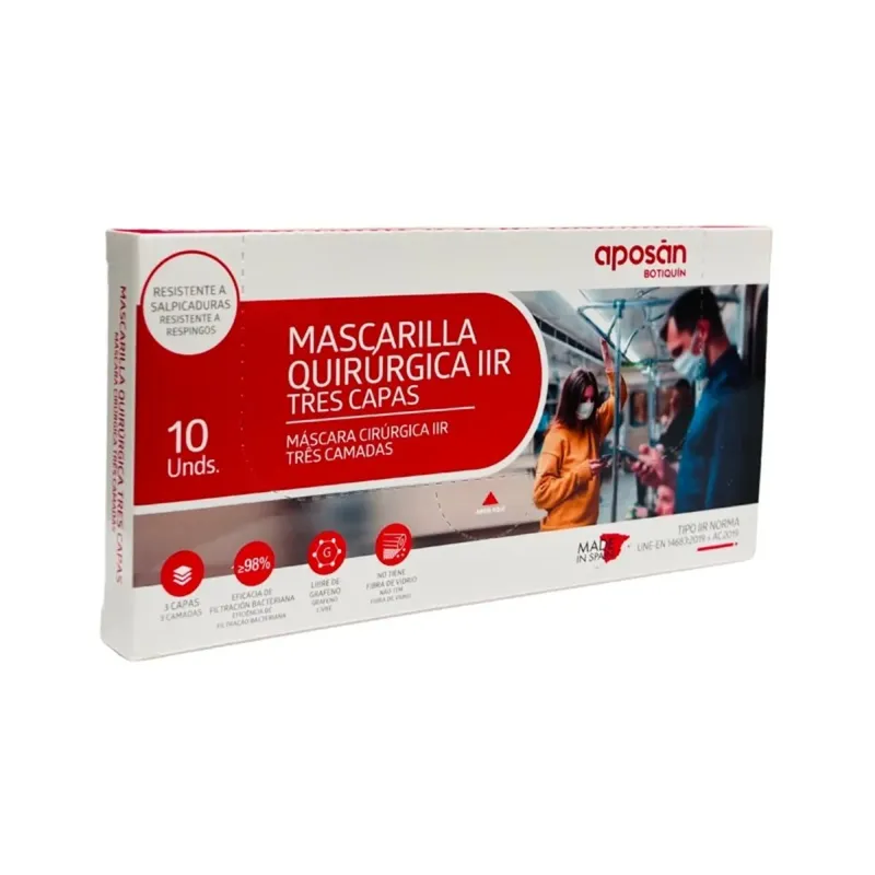 Aposan Mascarilla Quirúrgica IIR Azul 10 unidades | Farmacia Barata