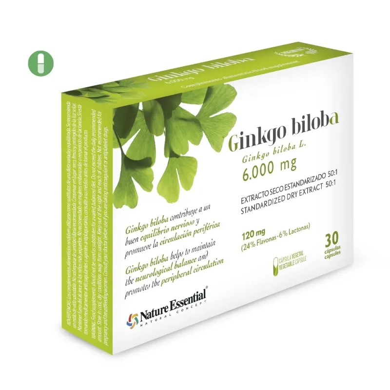 Nature Essential Ginkgo Biloba 6000 mg 30 Cápsulas | Farmacia Barata
