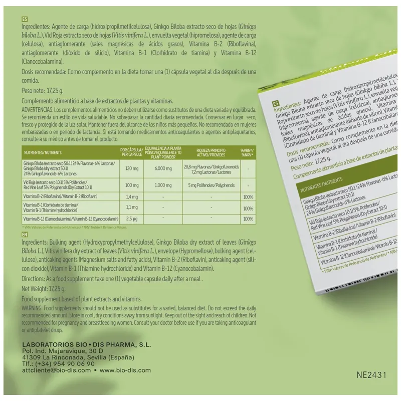 Nature Essential Ginkgo Biloba 6000 mg 30 Cápsulas | Farmacia Barata