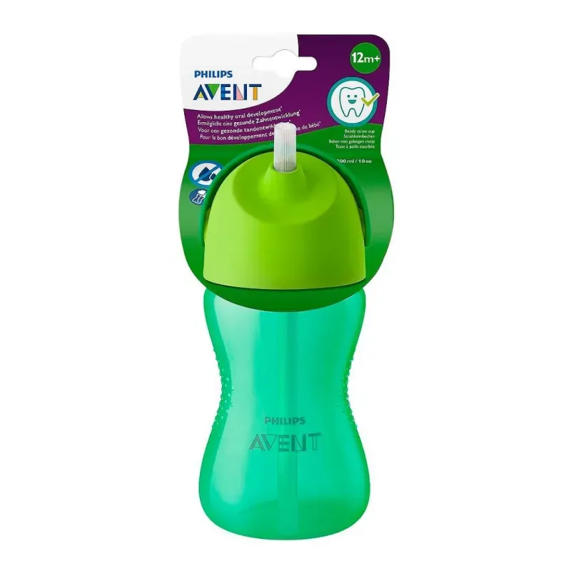 Philips Avent Vaso con pajita verde, 300 ml | Farmacia Barata