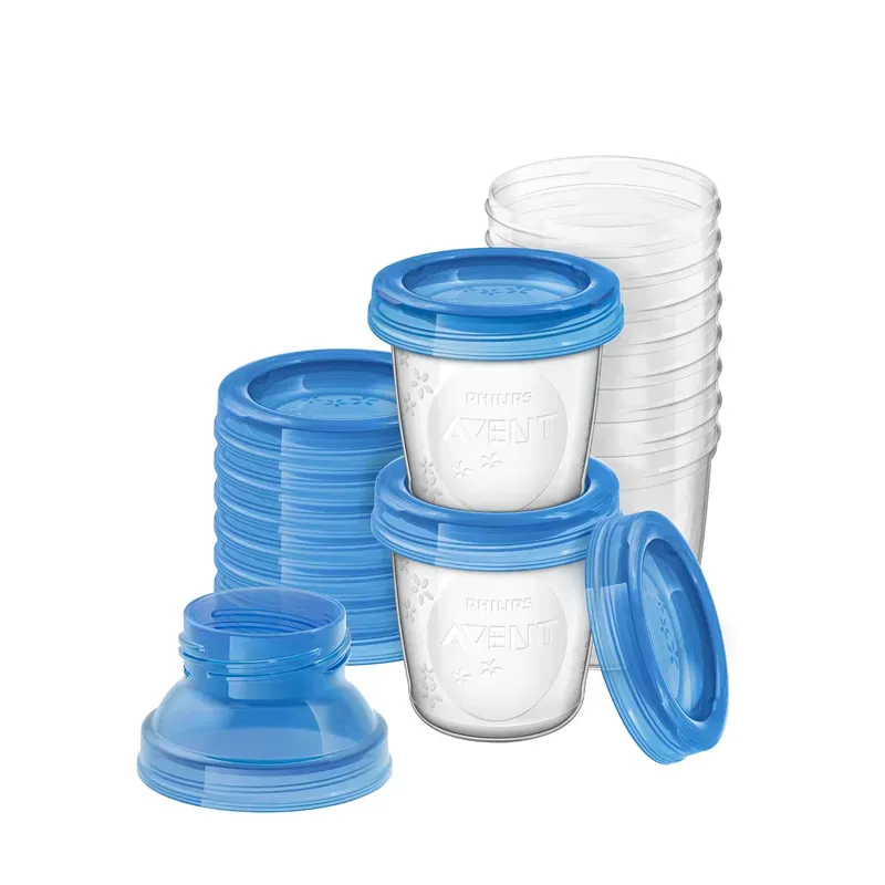 Philips Avent Recipiente Leche Materna 10 vasos 180 ml + 2 adaptadores | Farmacia Barata