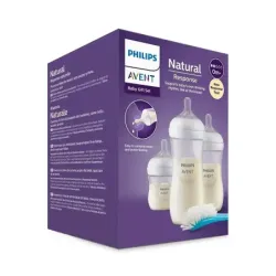 Philips Avent Pack Natural Response, 1 biberón 125 ml + 2 biberones 260 ml + 1 cepillo de limpieza.