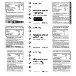 Hivital Glucomanano 4500 mg, 240 cápsulas veganas | Farmacia Barata