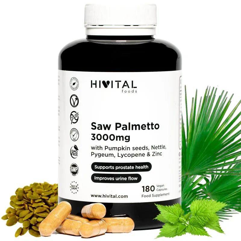 Hivital Saw Palmetto 3000 mg, 180 cápsulas veganas | Farmacia Barata
