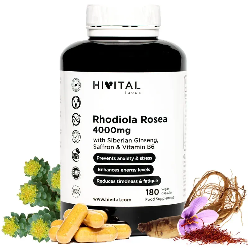 Hivital Rhodiola Rosea 4000 mg, 180 cápsulas veganas | Farmacia Barata