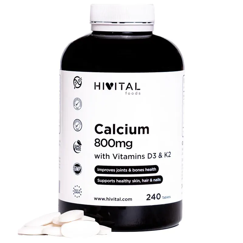 Hivital Calcio 800 mg con Vitamina D3 y K2, 240 comprimidos | Farmacia Barata