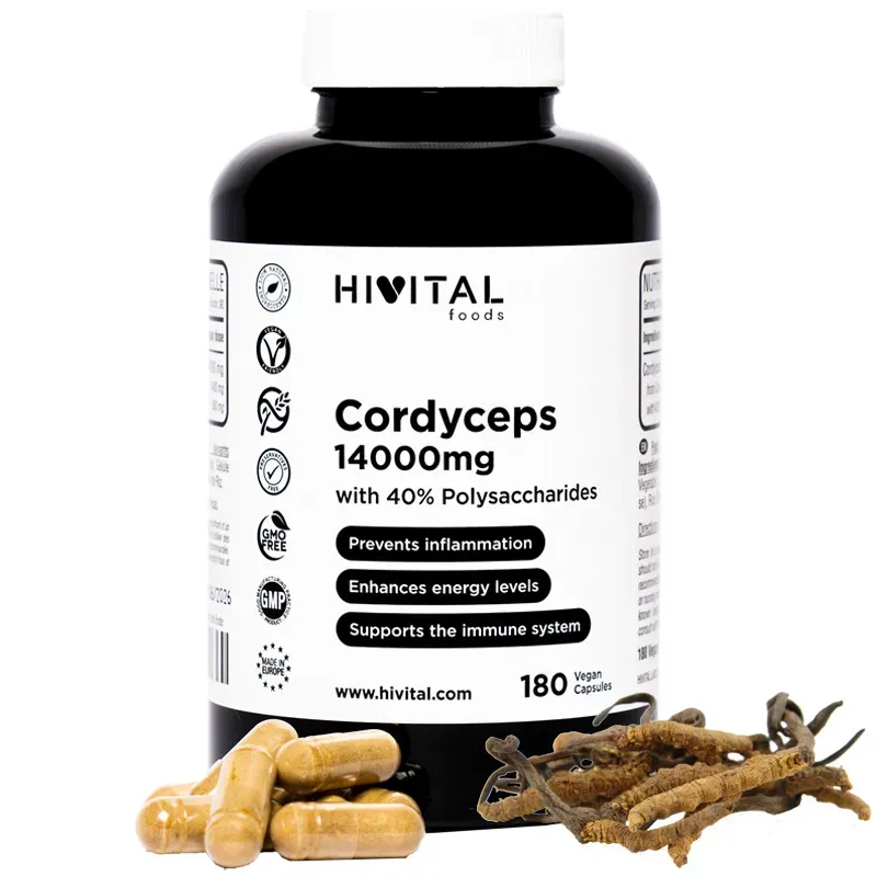 Hivital Cordyceps 14000 mg, 180 cápsulas veganas | Farmacia Barata
