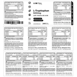 Hivital L-Triptofano 500 mg, 240 cápsulas veganas | Farmacia Barata