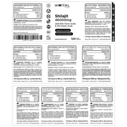 Hivital Shilajit puro 46000 mg, 120 cápsulas veganas | Farmacia Barata