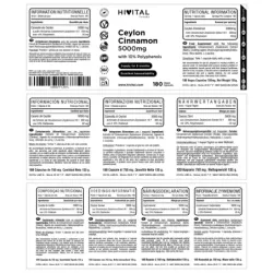 Hivital Canela de Ceylan 5000 mg, 180 cápsulas veganas | Farmacia Barata