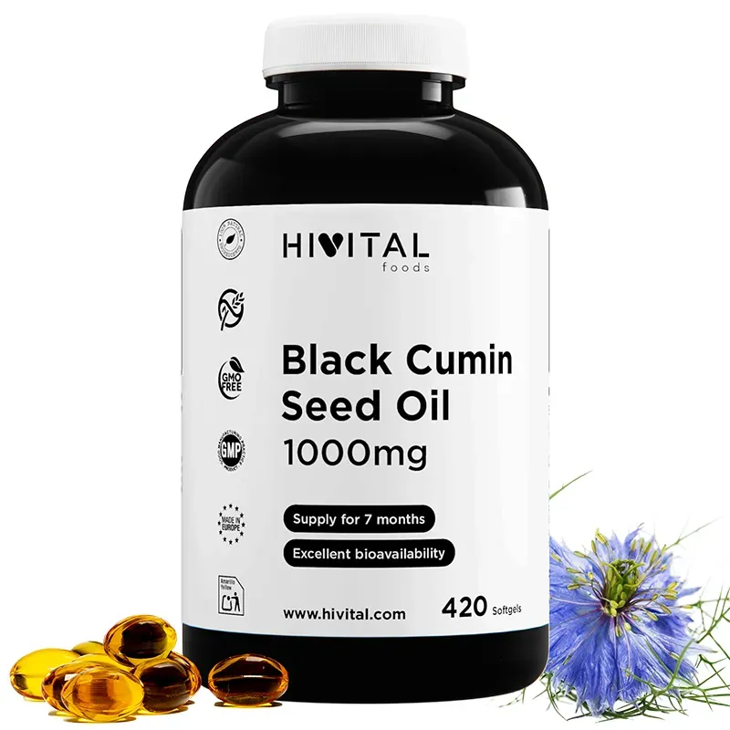 Hivital Aceite de Comino Negro 1000 mg, 420 perlas | Farmacia Barata