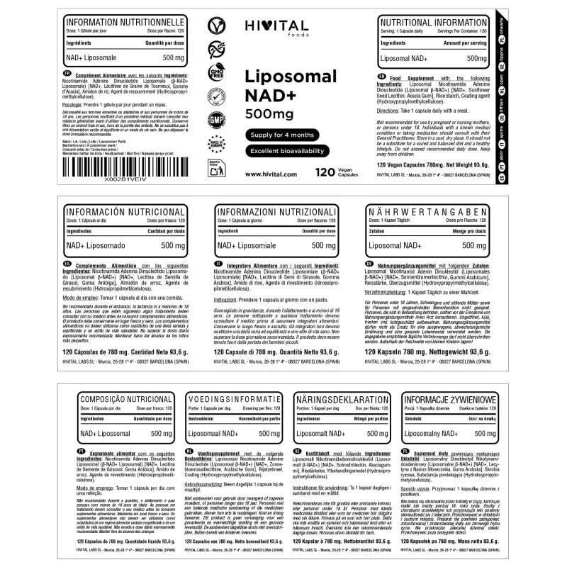 Hivital NAD+ Liposomal 500 mg, 120 cápsulas veganas | Farmacia Barata Hivital NAD+ Liposomal 500 mg, 120 cápsulas veganas | Farmacia Barata