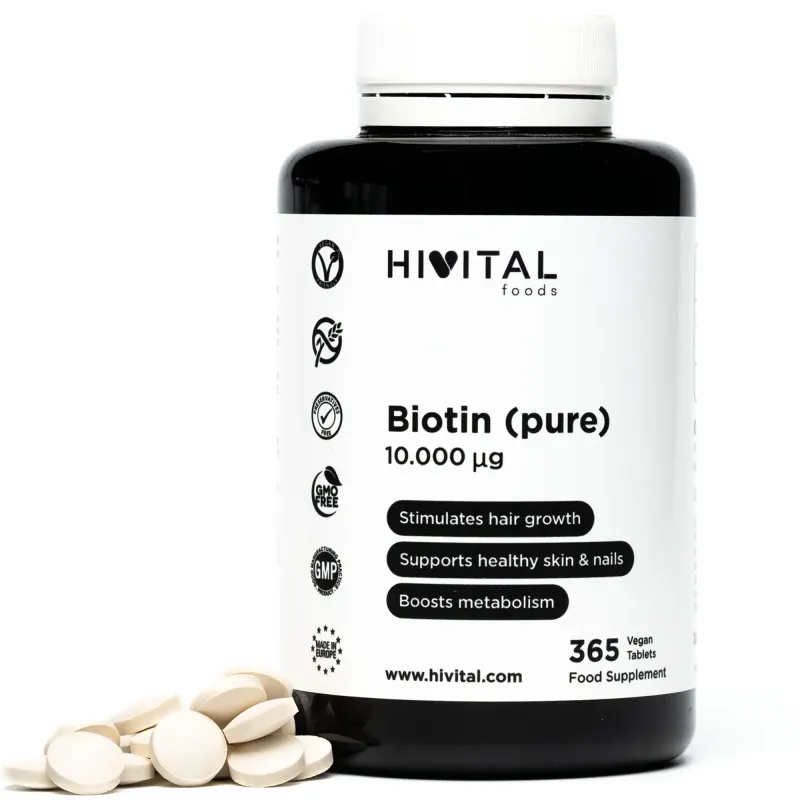 Hivital Biotina 10000 mcg, 365 comprimidos veganos | Farmacia Barata Hivital Biotina 10000 mcg, 365 comprimidos veganos | Farmacia Barata