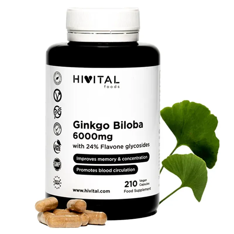 Hivital Ginkgo Biloba 6000 mg, 210 cápsulas veganas | Farmacia Barata Hivital Ginkgo Biloba 6000 mg, 210 cápsulas veganas | Farmacia Barata