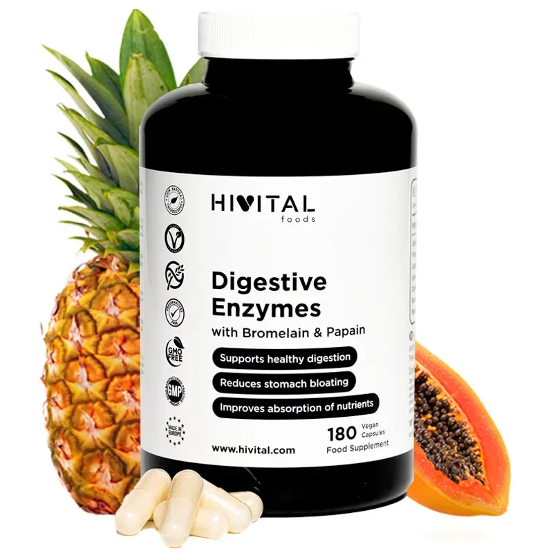 Hivital Enzimas Digestivas, 180 cápsulas veganas | Farmacia Barata