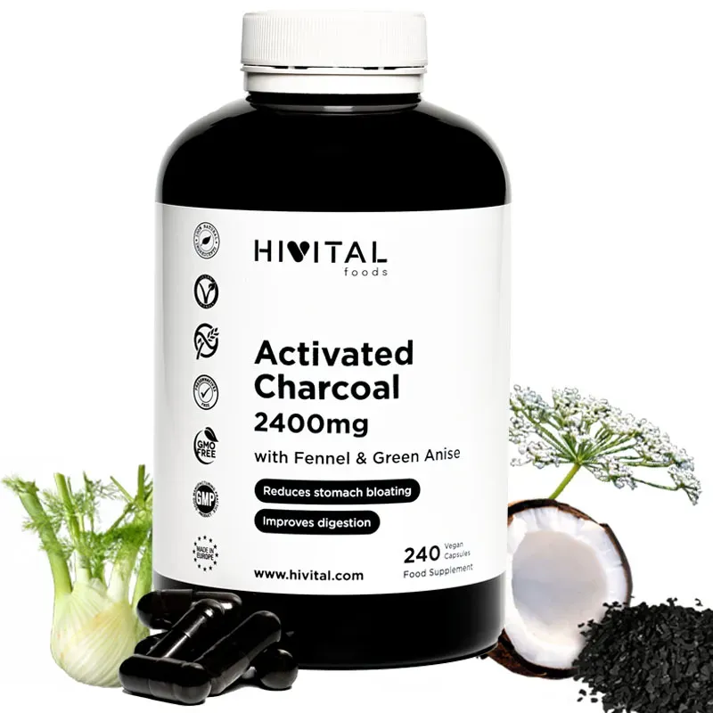 Hivital Carbon Activado 2400 mg, 240 cápsulas veganas | Farmacia Barata Hivital Carbon Activado 2400 mg, 240 cápsulas veganas | Farmacia Barata