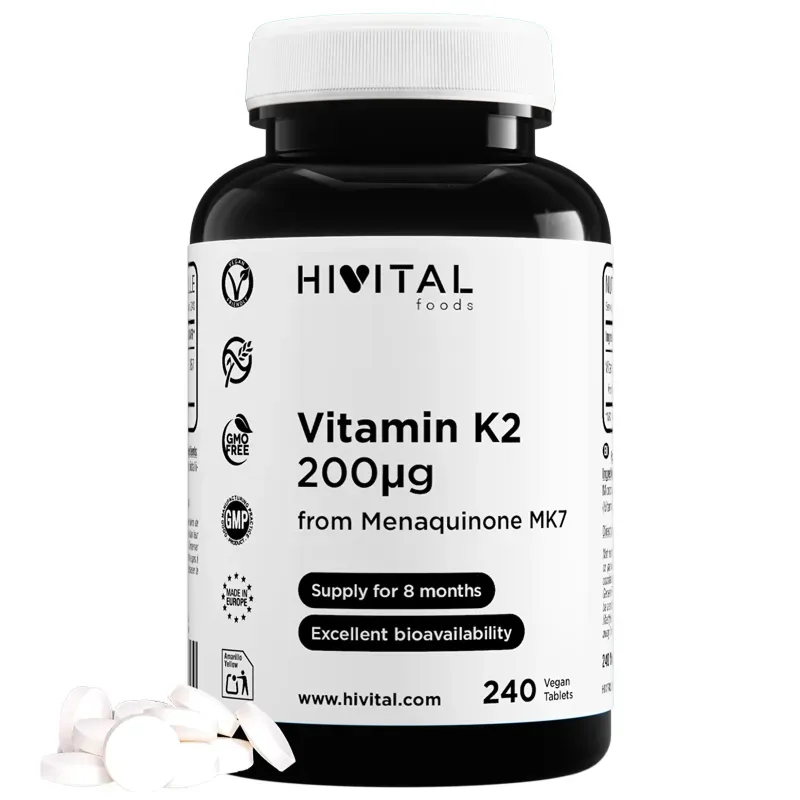 Hivital Vitamina K2 MK7 200 mcg, 240 comprimidos veganos | Farmacia Barata