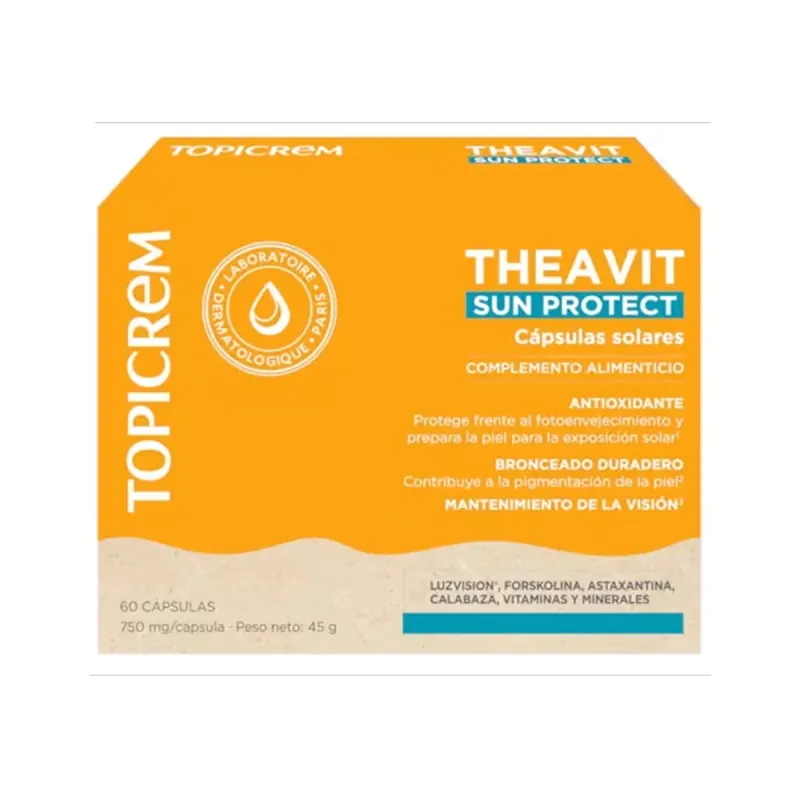Topicrem AH cápsulas solares Theavit solar, 60 capsulas.| Farmacia Barata Topicrem AH cápsulas solares Theavit solar, 60 capsulas.| Farmacia Barata