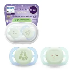 Philips Avent Chupetes Ultra Start 0-2M Nocturno Niño, 2 unidades