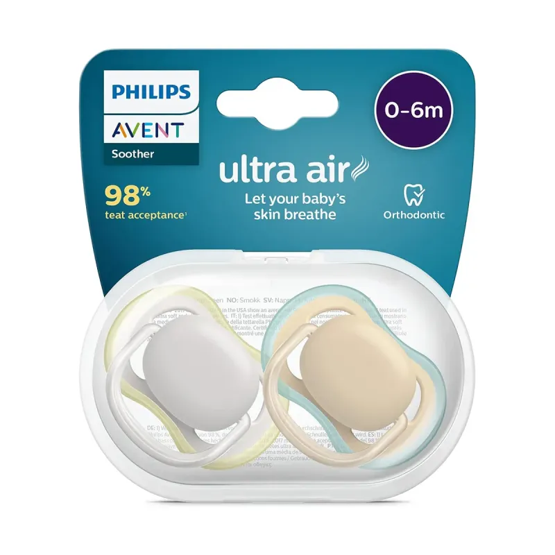 Philips Avent Chupetes Ultra Air 0-6M Deco Niña, 2 unidades | Farmacia Barata