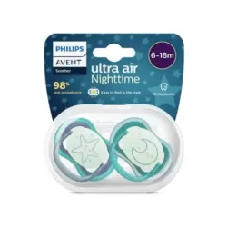 Philips Avent Chupetes Ultra Air Nocturno 6-18M Niño, 2 unidades
