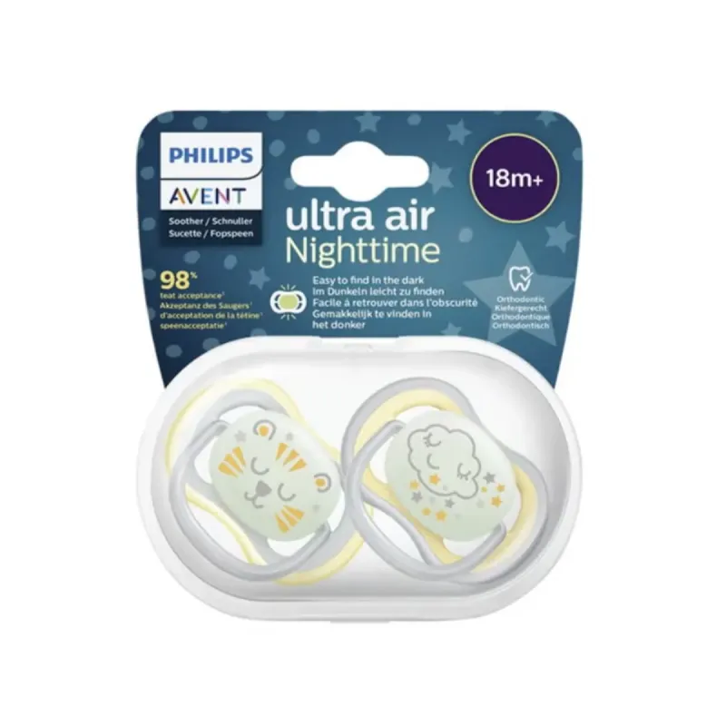 Philips Avent Chupetes Ultra Air Nocturno +18M Niño, 2 unidades | Farmacia Barata