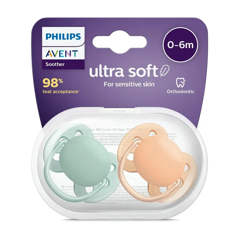 Philips Avent Chupetes Ultra Soft 0-6M Niño, 2 unidades | Farmacia Barata