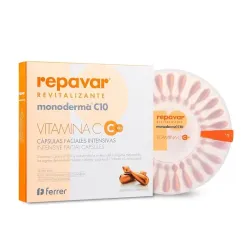 Repavar revitalizante monoderma C10, 28 cápsulas faciales intensivas